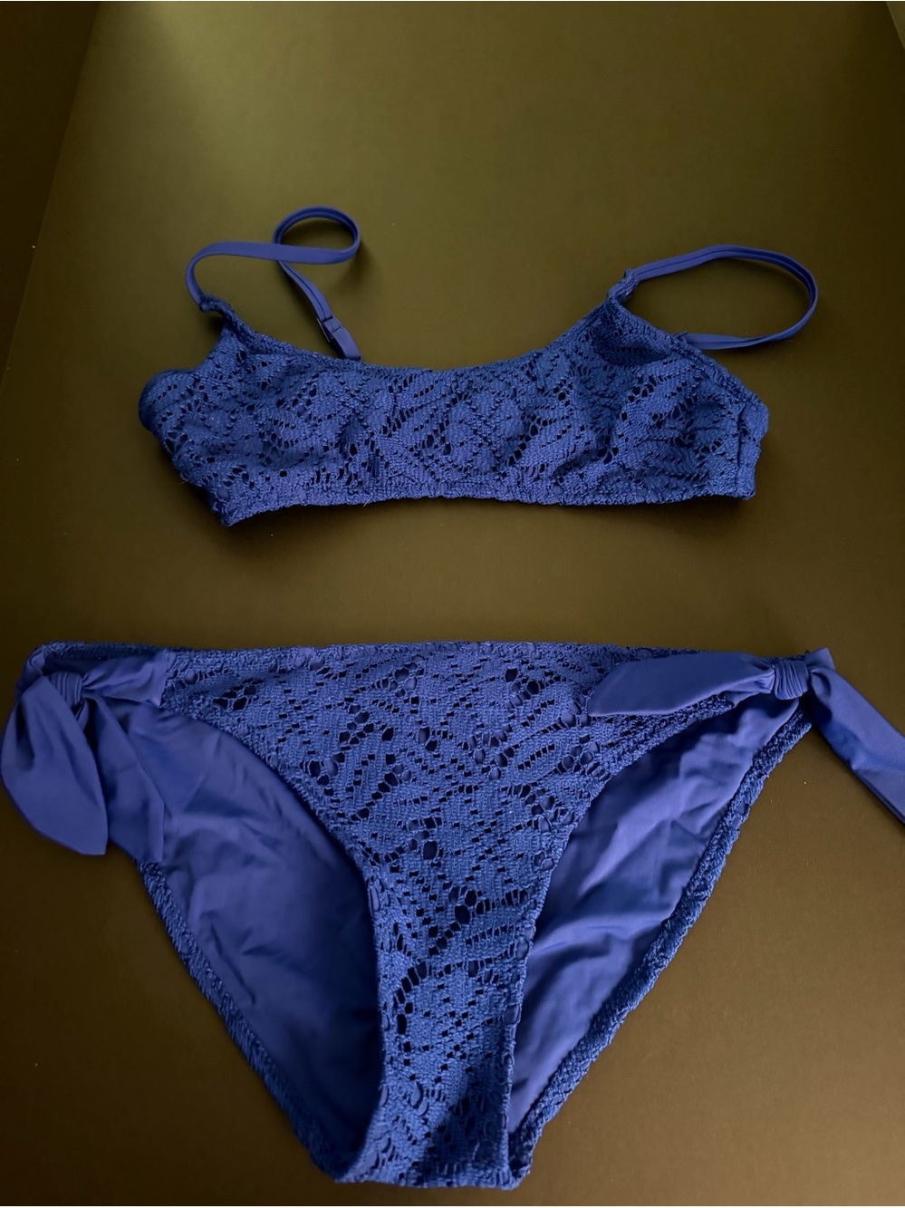 Aerie Royal Blue Crochet Bikini Size Medium